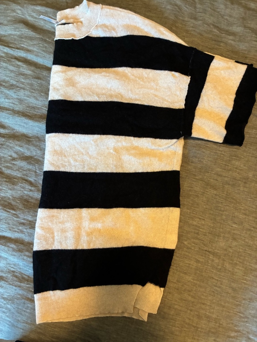 Free People Harlow Cashmere Sweater Tee Black White Striped - Picture 10 of 11